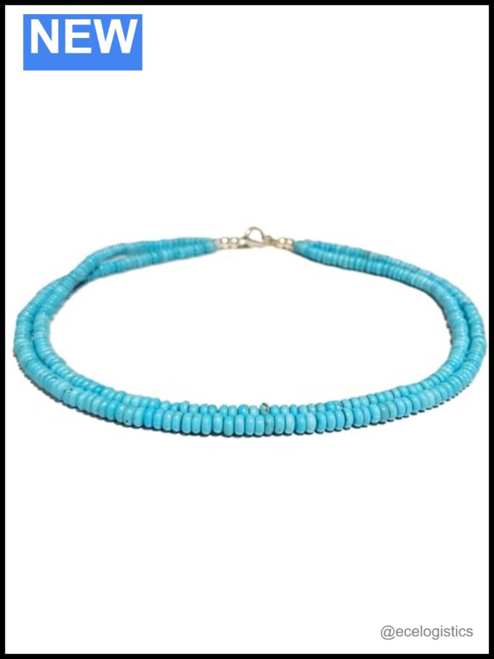 Turquoise Choker Necklace 925 Sterling Silver Toggle Throat Chakra Beaded